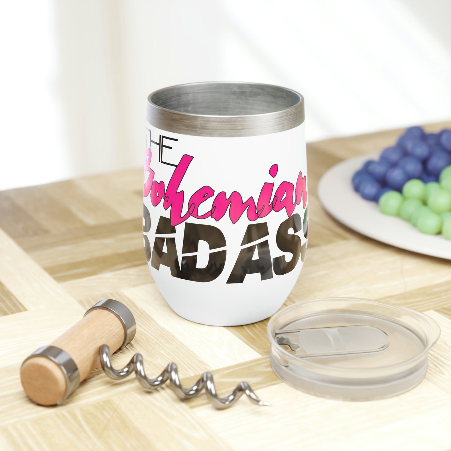 B-Badass Chill Wine Tumbler (Pink & White)