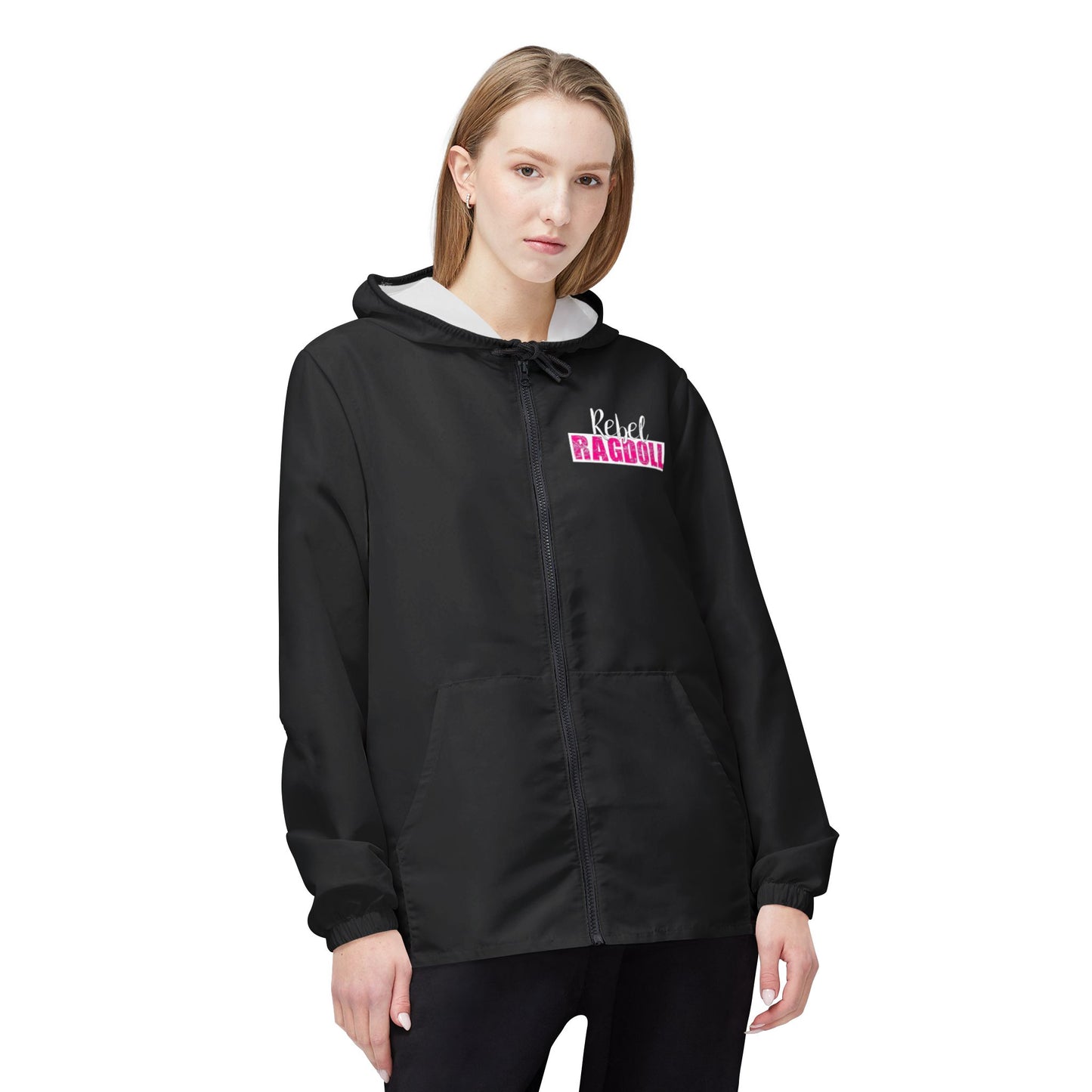 Rebel Ragdoll LOGO Windbreaker Jacket (Pink & White)