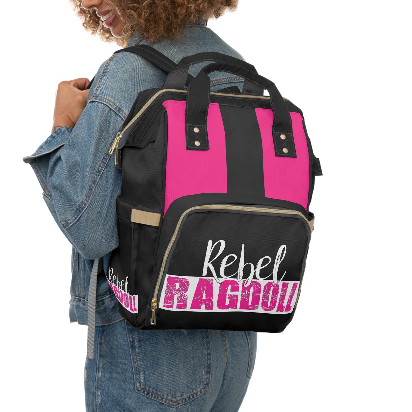 Rebel Ragdoll LOGO Backpack (Pink & Black)