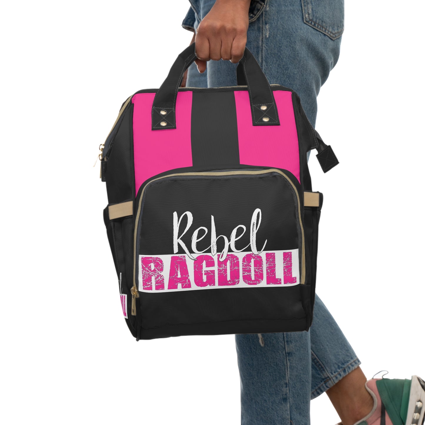 Rebel Ragdoll LOGO Backpack (Pink & Black)