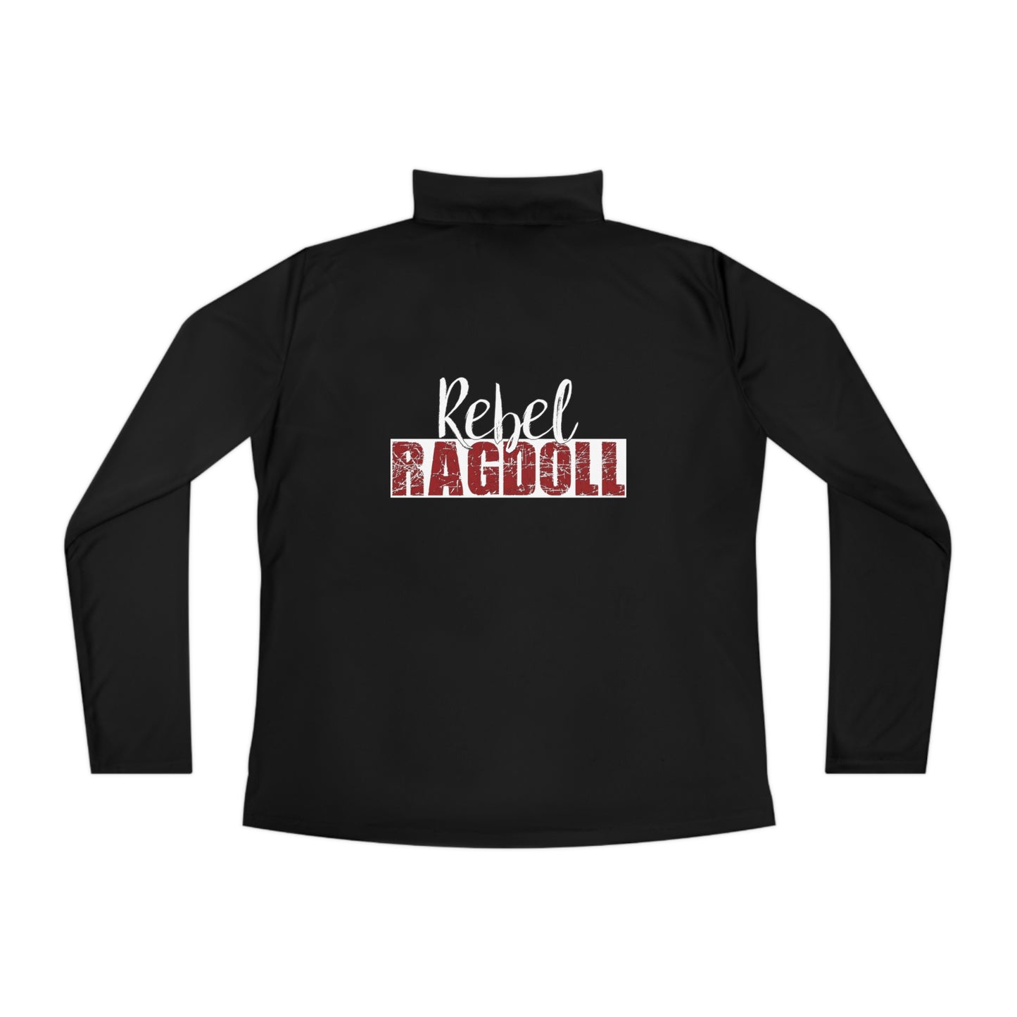 Rebel Ragdoll LOGO Ladies Quarter-Zip Pullover (Red & White)