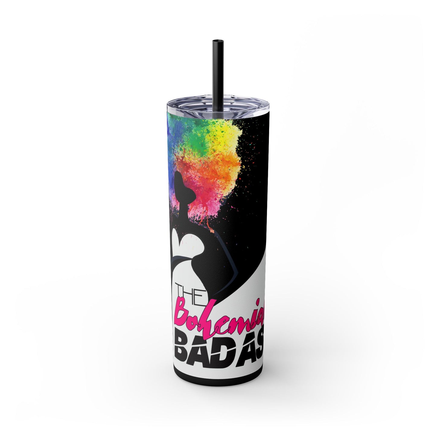 B-Badass Skinny Tumbler with Straw, 20oz