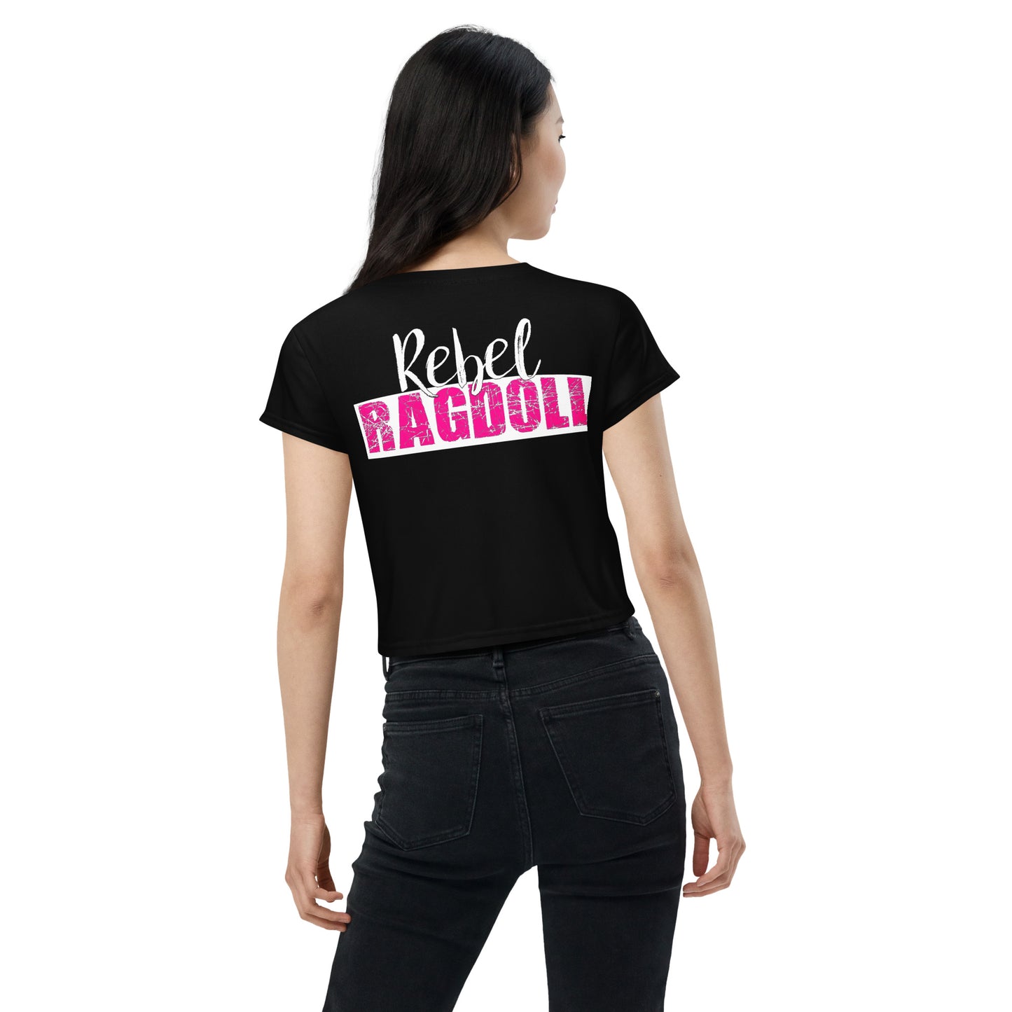 Rebel Ragdoll LOGO Crop Tee (Pink & Black) (w/ Back Print)