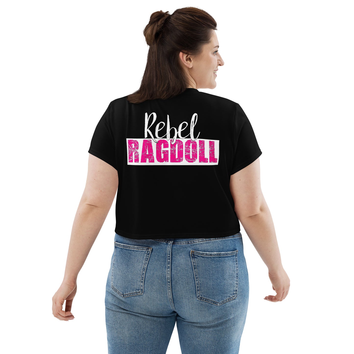 Rebel Ragdoll LOGO Crop Tee (Pink & Black) (w/ Back Print)