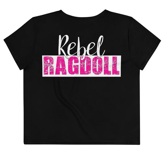 Rebel Ragdoll LOGO Crop Tee (Pink & Black) (w/ Back Print)