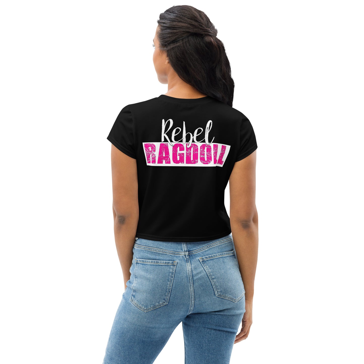 Rebel Ragdoll LOGO Crop Tee (Pink & Black) (w/ Back Print)