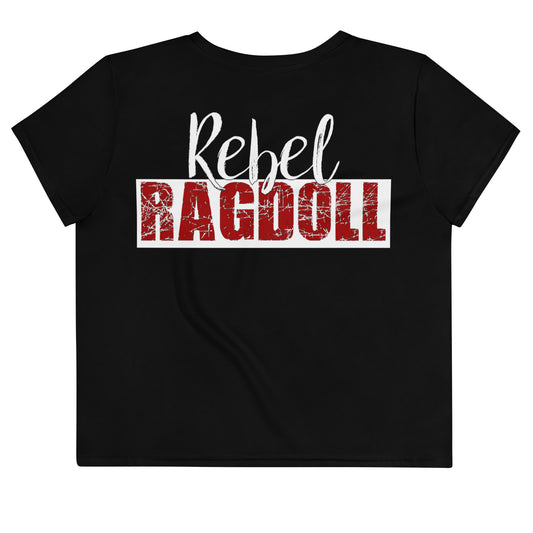 Rebel Ragdoll LOGO Crop Tee (Red & Black) (w/ Back Print)