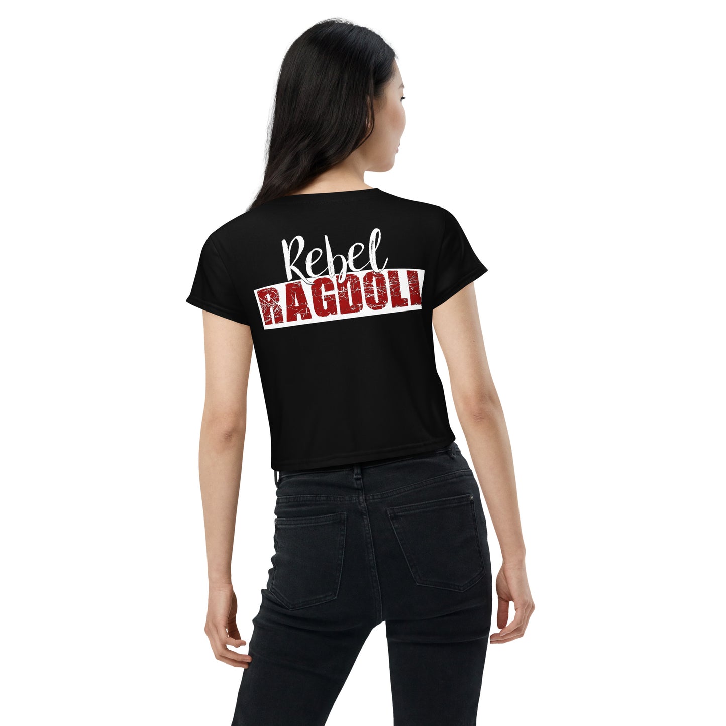 Rebel Ragdoll LOGO Crop Tee (Red & Black) (w/ Back Print)