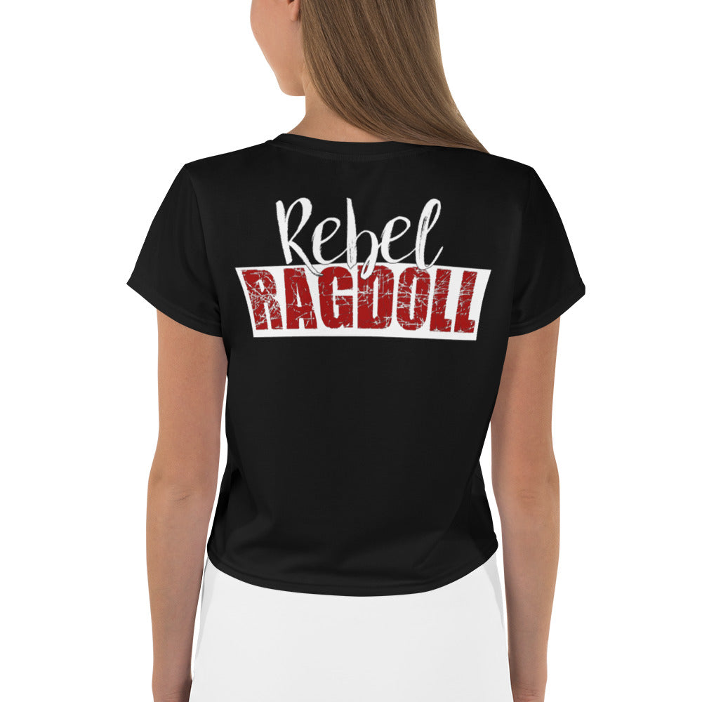 Rebel Ragdoll LOGO Crop Tee (Red & Black) (w/ Back Print)