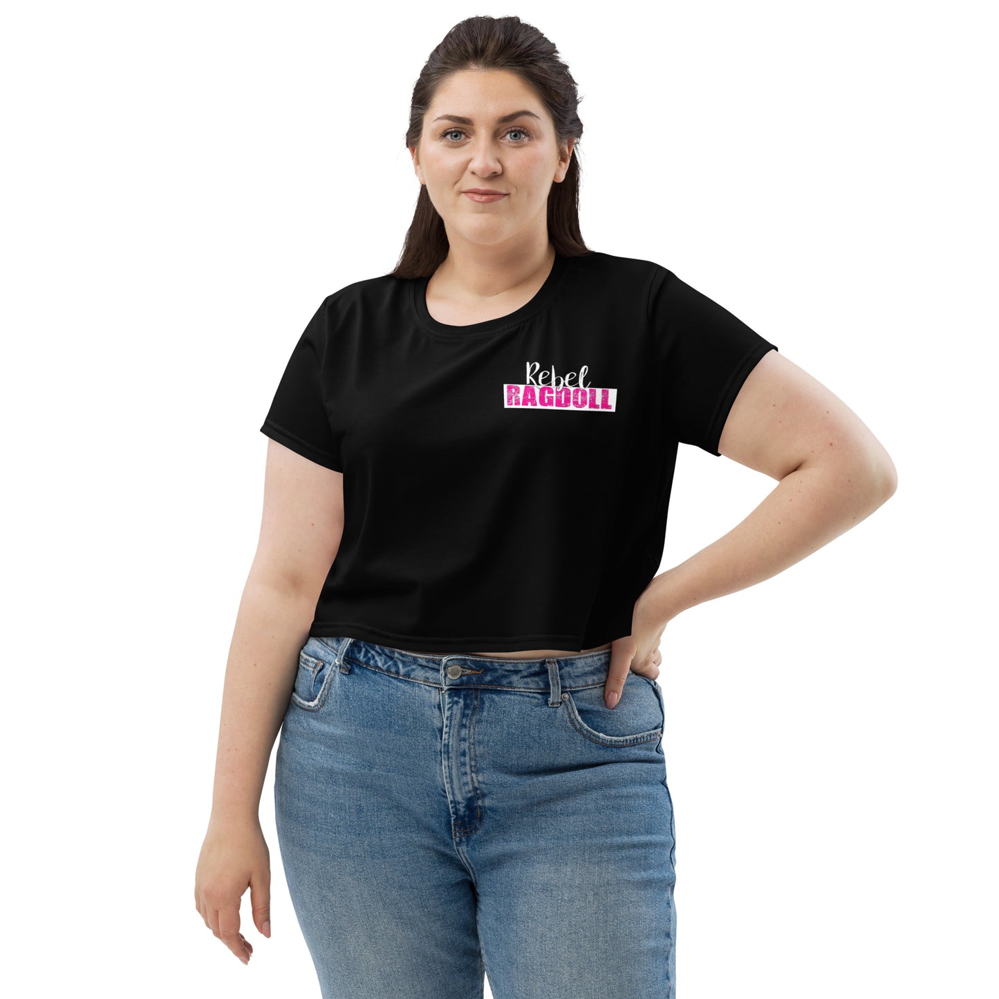 Rebel Ragdoll LOGO Crop Tee (Pink & Black) (w/ Back Print)