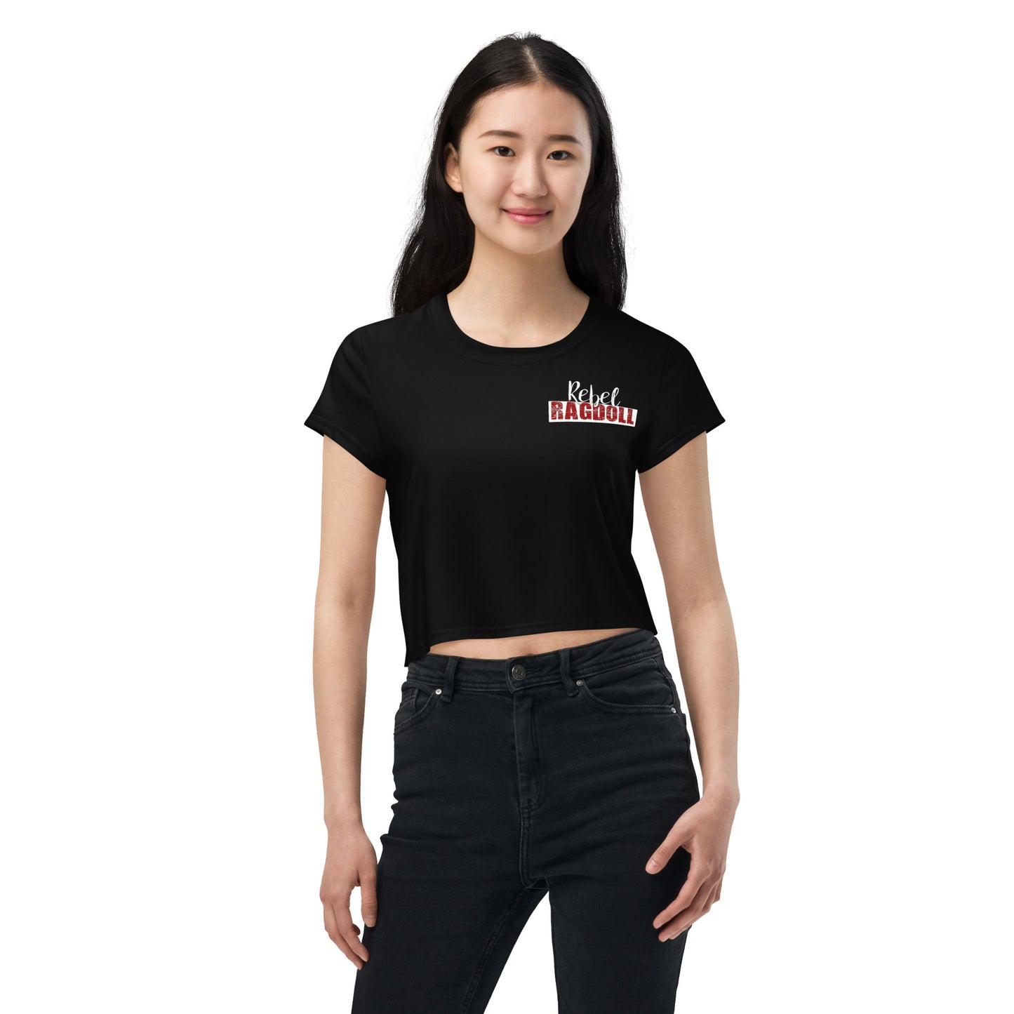 Rebel Ragdoll LOGO Crop Tee (Red & Black) (w/ Back Print)