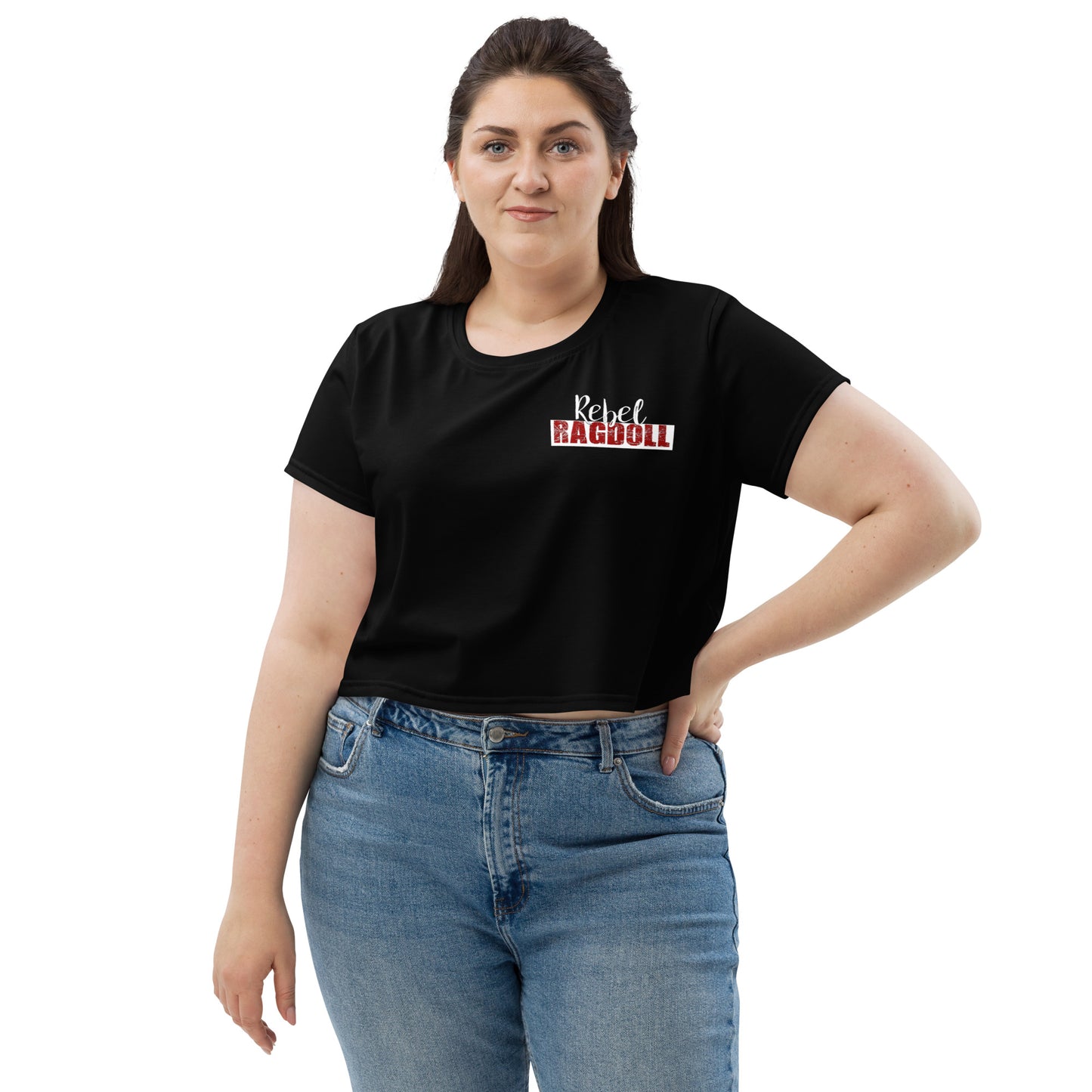 Rebel Ragdoll LOGO Crop Tee (Red & Black) (w/ Back Print)