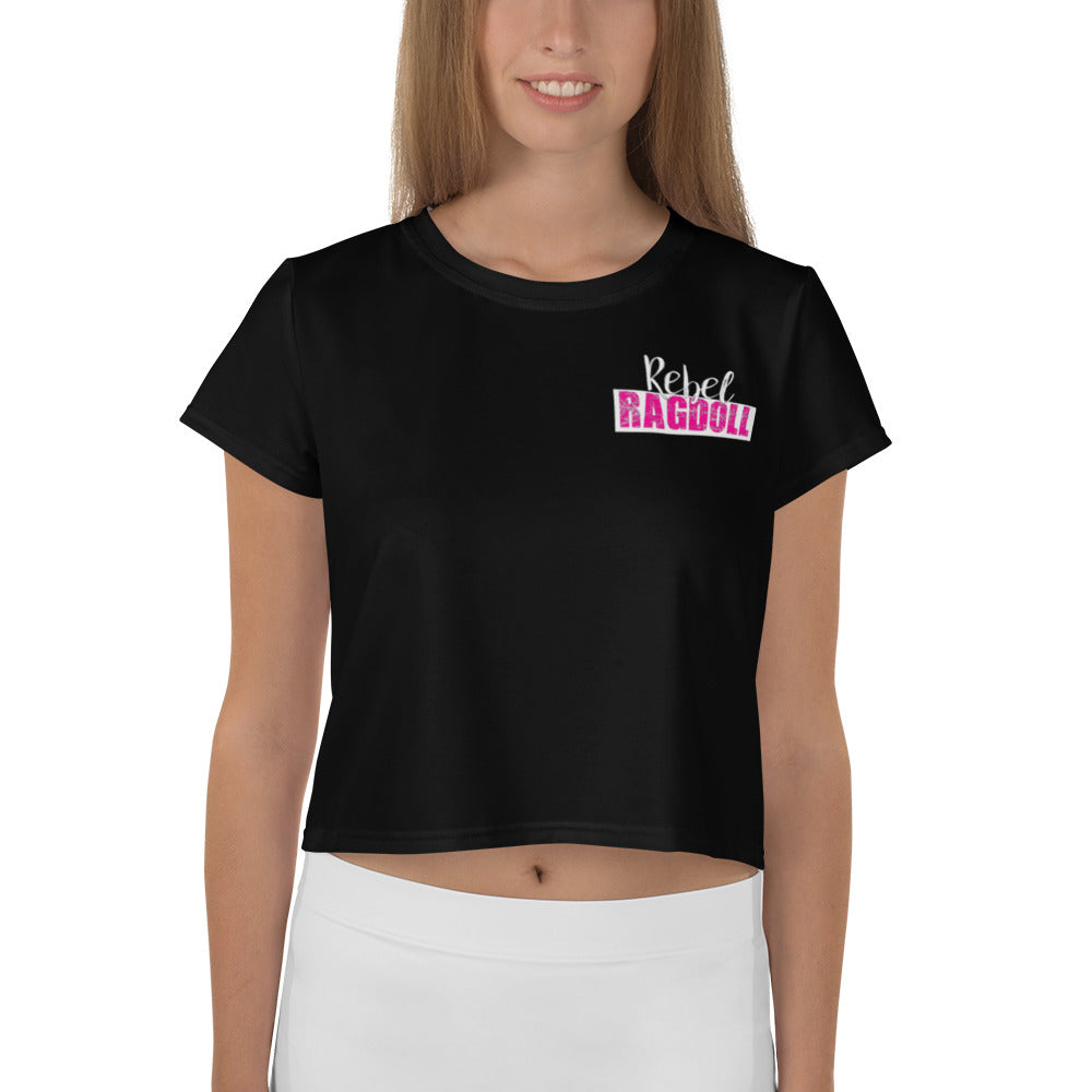 Rebel Ragdoll LOGO Crop Tee (Pink & Black) (NO BACK PRINT)