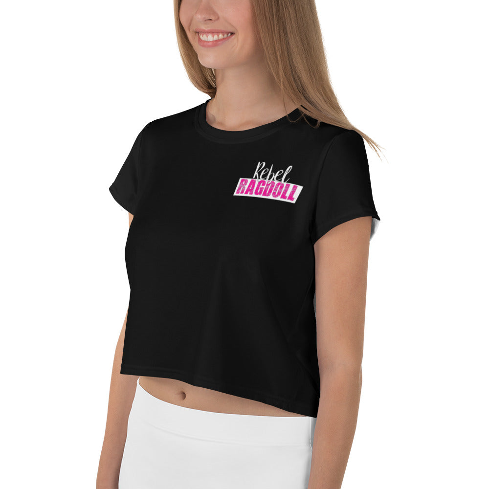 Rebel Ragdoll LOGO Crop Tee (Pink & Black) (NO BACK PRINT)