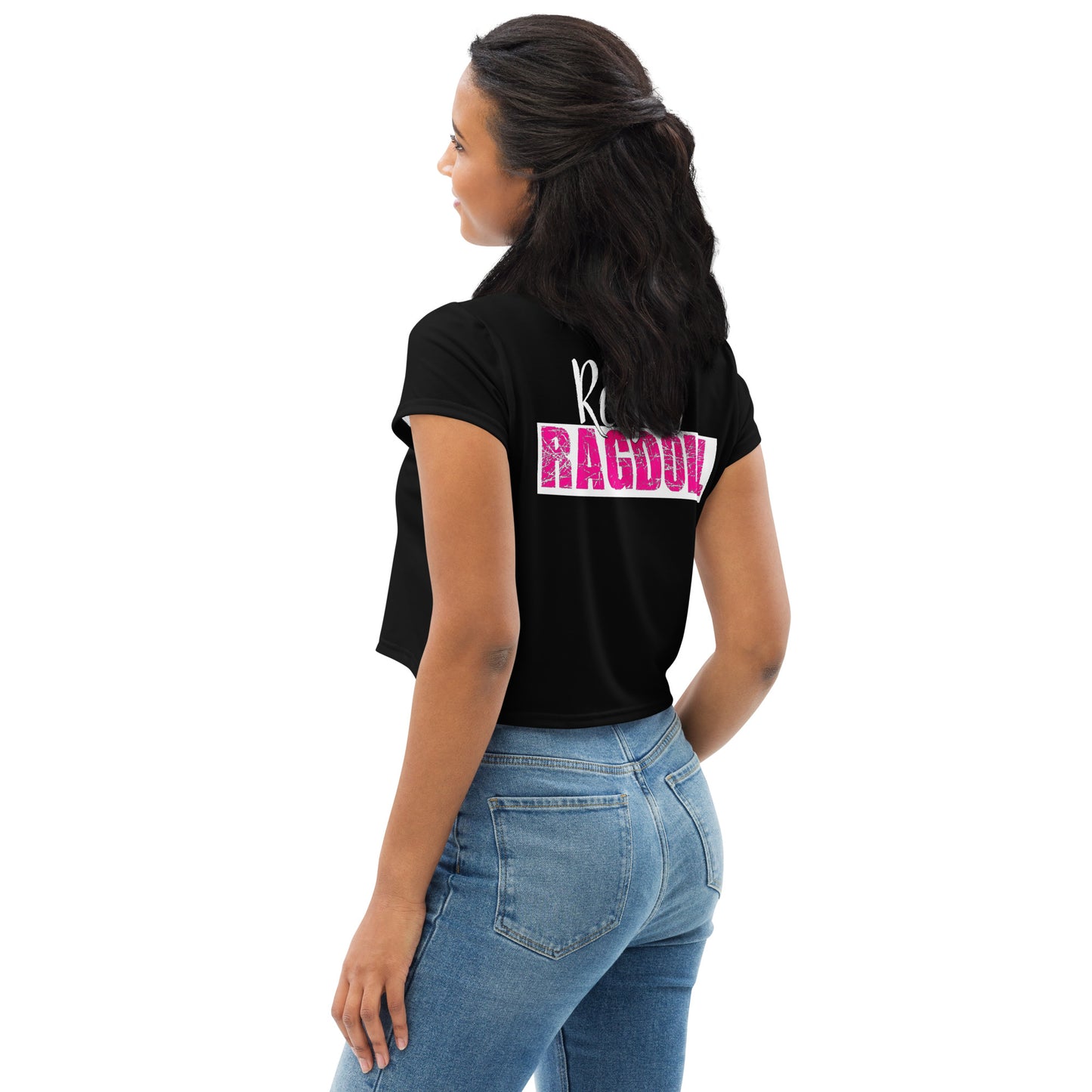 Rebel Ragdoll LOGO Crop Tee (Pink & Black) (w/ Back Print)