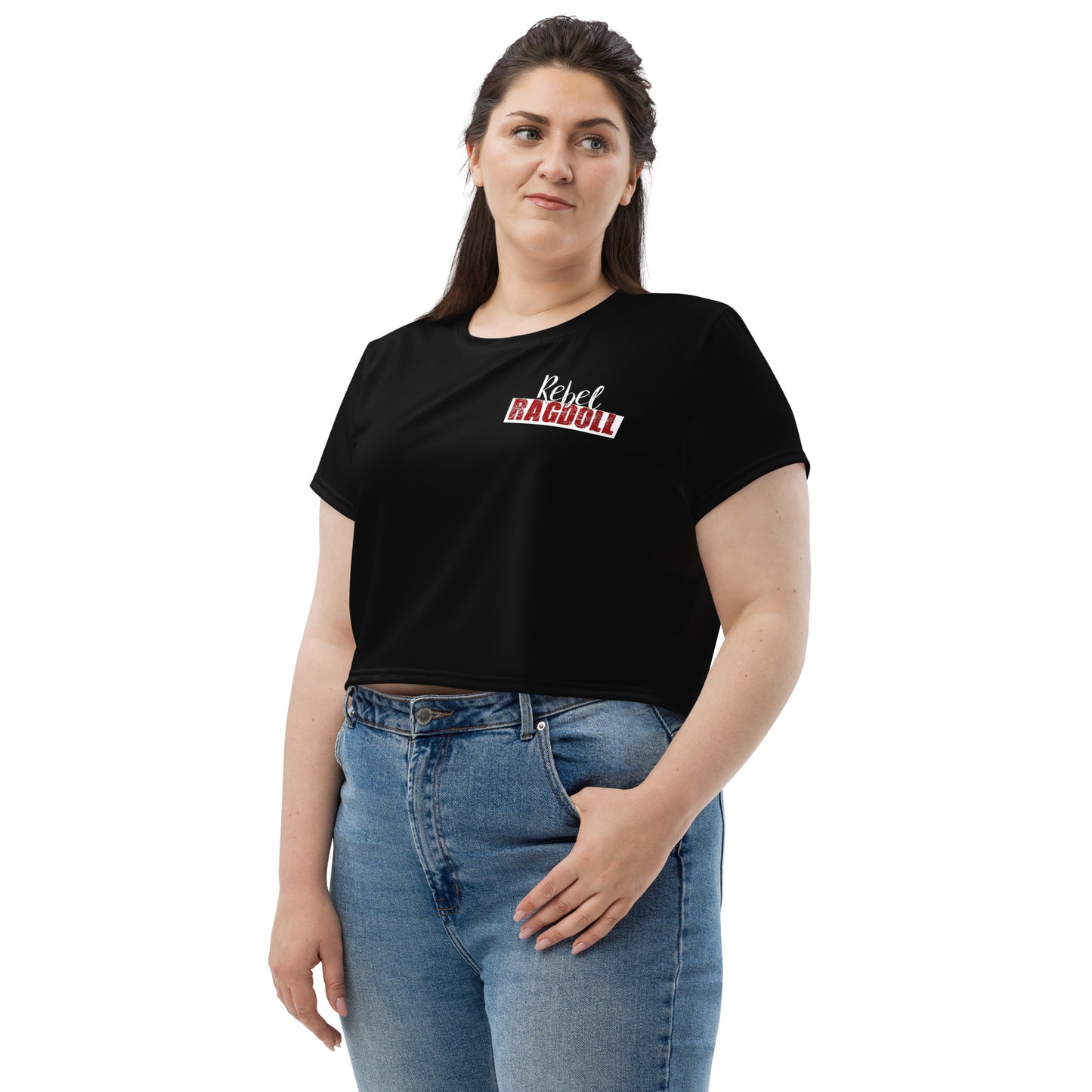 Rebel Ragdoll LOGO Crop Tee (Red & Black) (w/ Back Print)