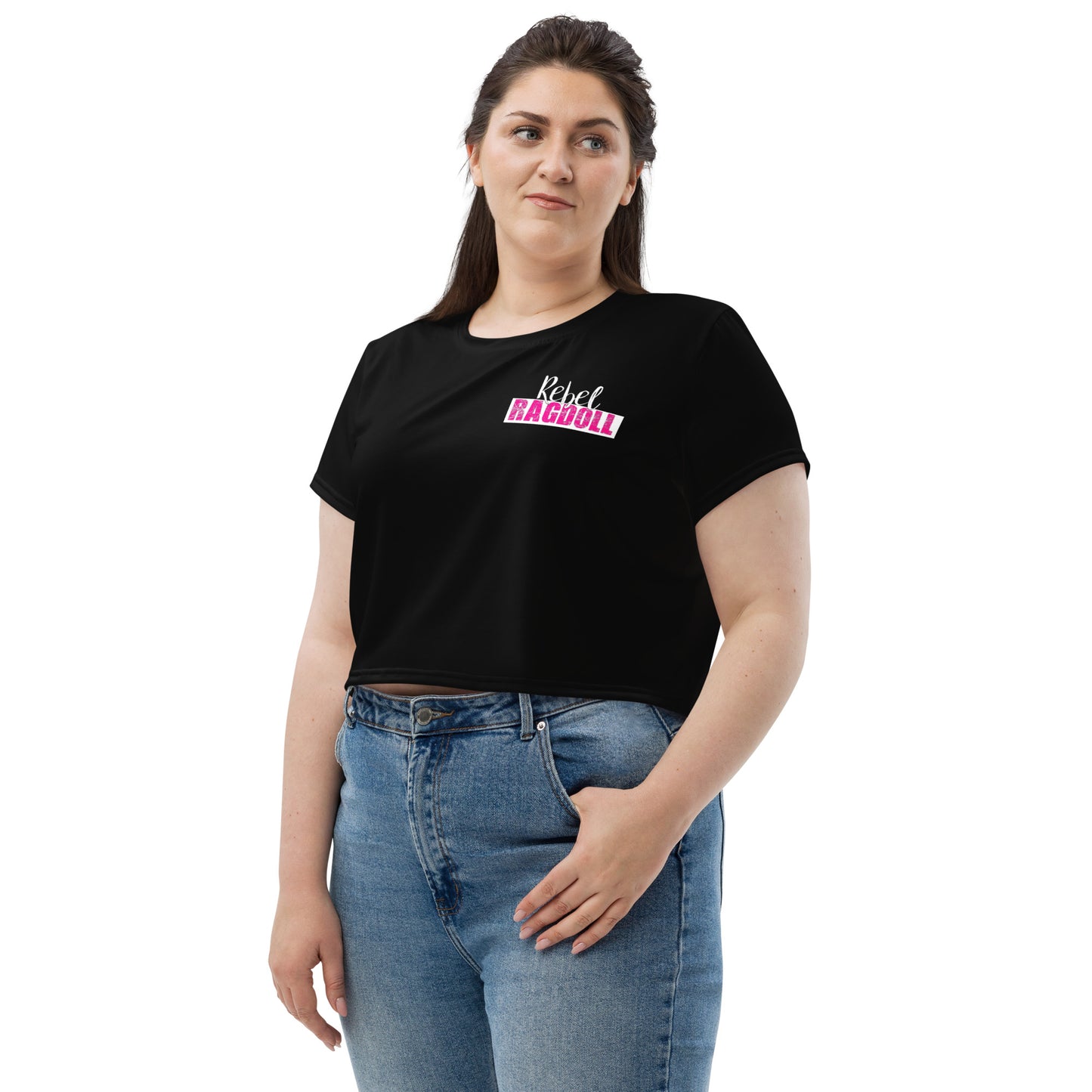 Rebel Ragdoll LOGO Crop Tee (Pink & Black) (NO BACK PRINT)