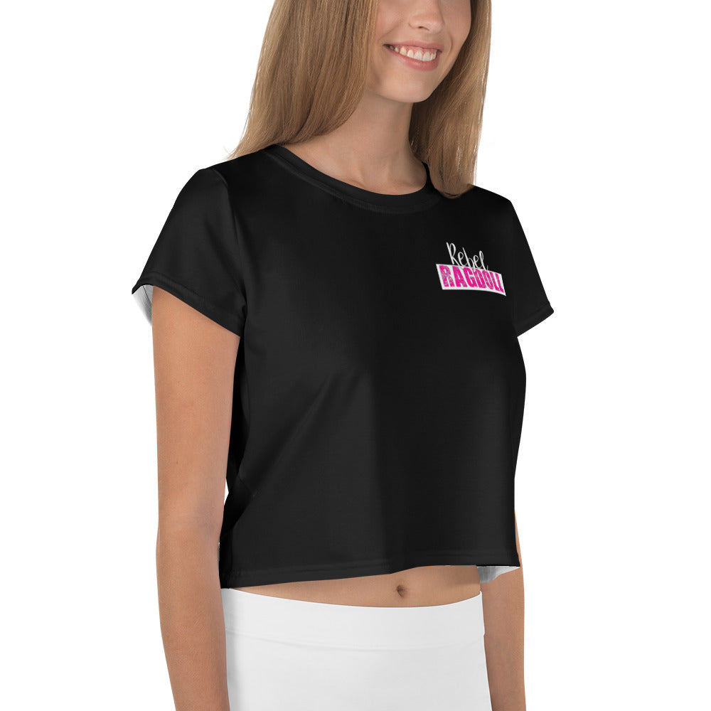 Rebel Ragdoll LOGO Crop Tee (Pink & Black) (NO BACK PRINT)