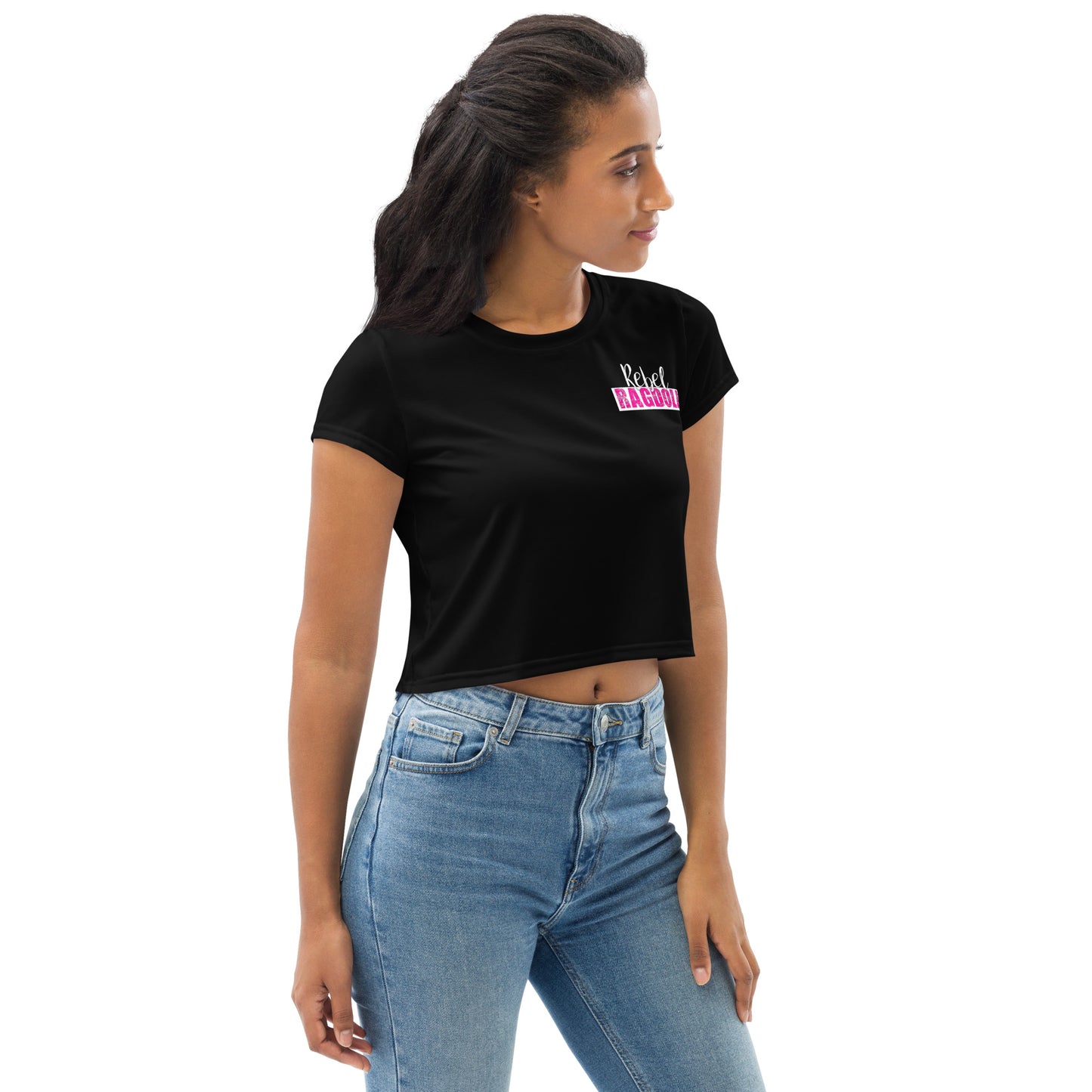 Rebel Ragdoll LOGO Crop Tee (Pink & Black) (NO BACK PRINT)