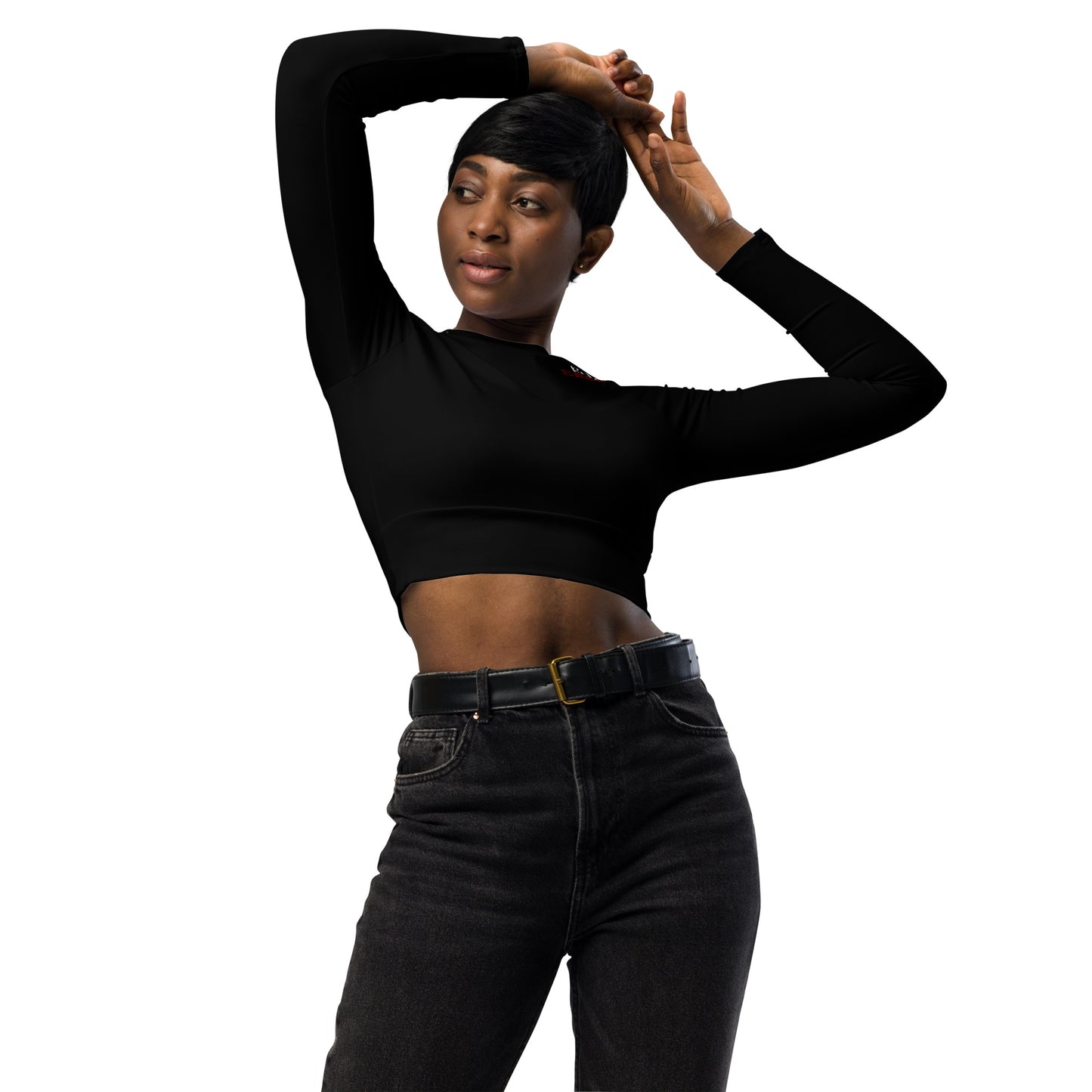 Afro Dystopia Long-Sleeve Crop Top