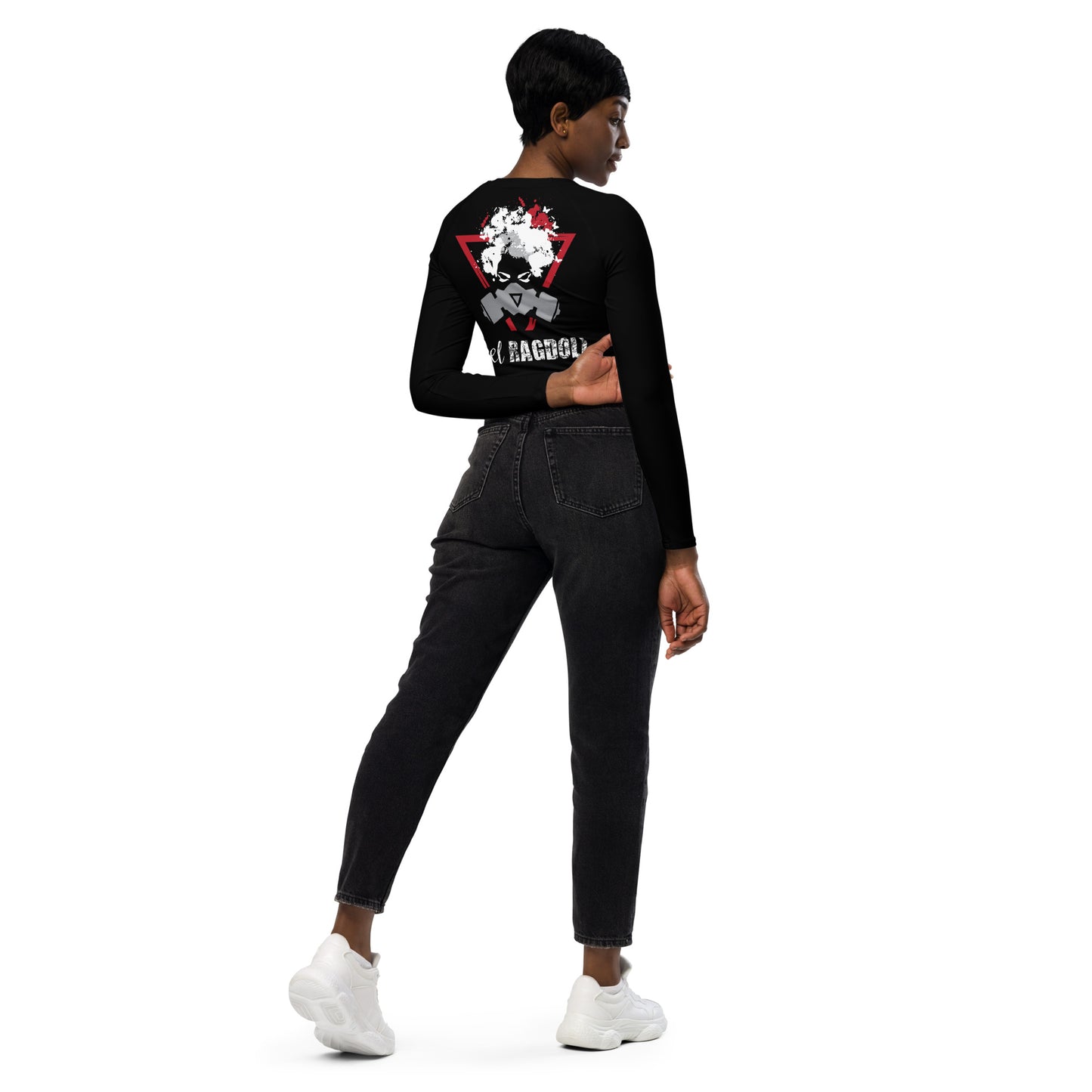 Afro Dystopia Long-Sleeve Crop Top