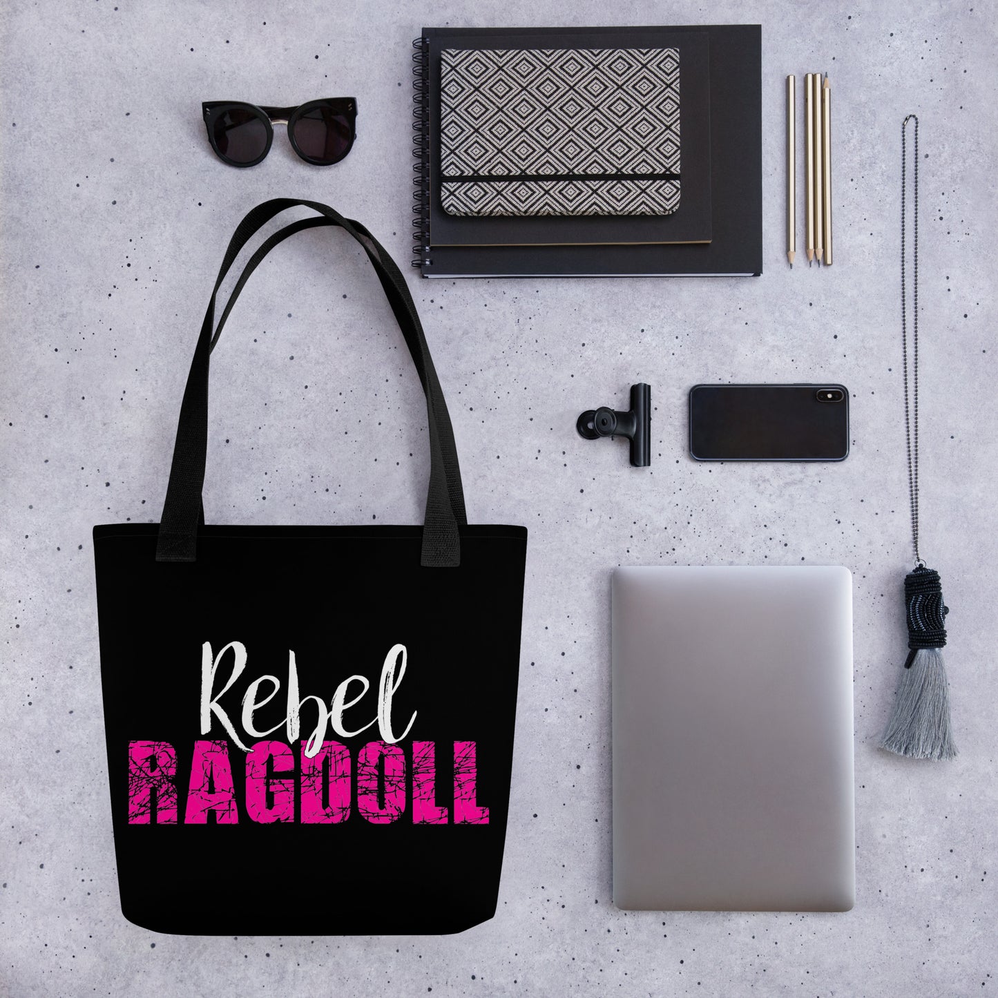 Rebel Ragdoll LOGO Tote Bag (Pink & White)