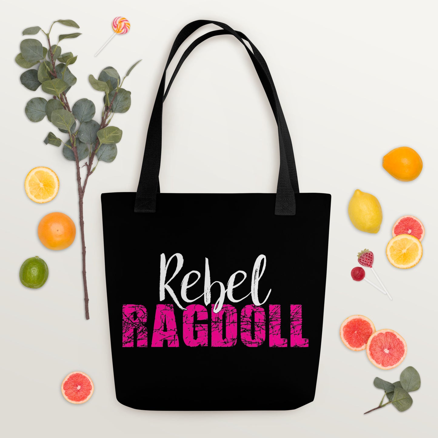 Rebel Ragdoll LOGO Tote Bag (Pink & White)