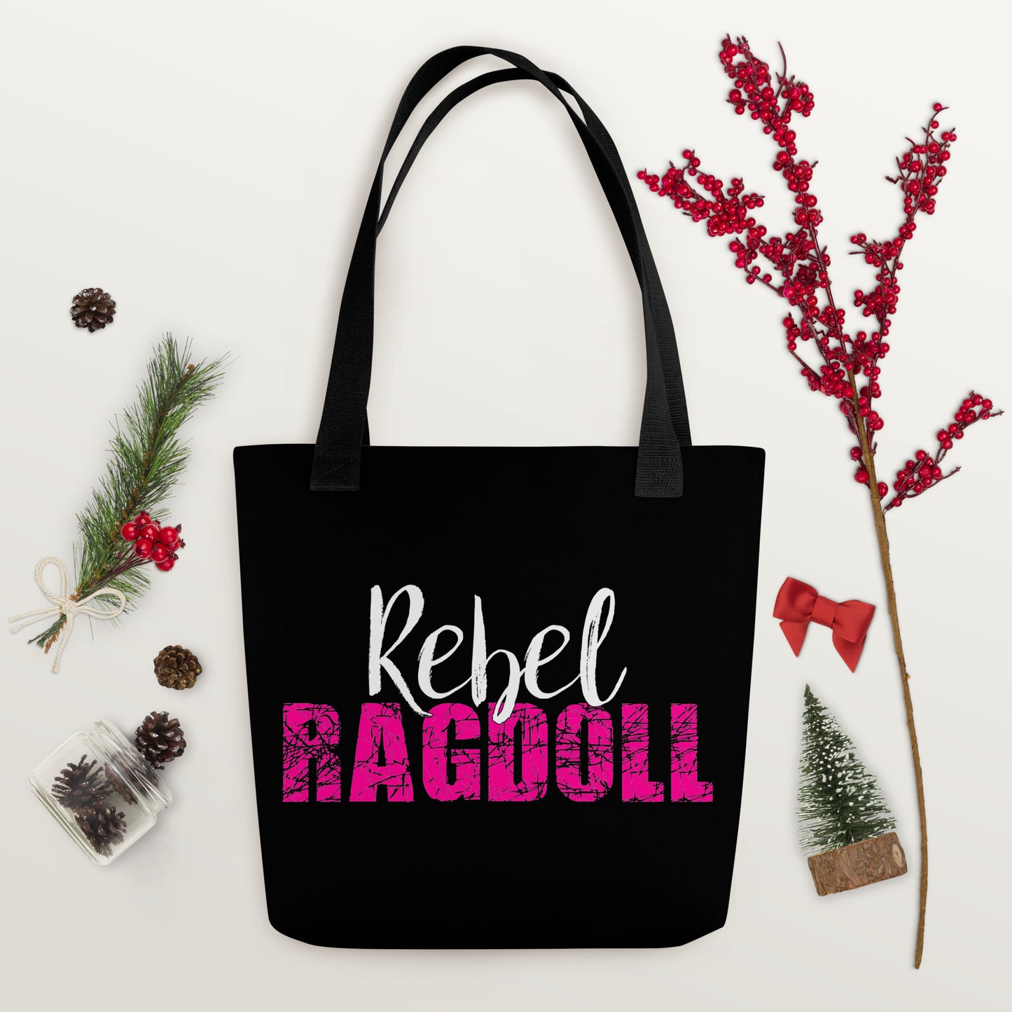 Rebel Ragdoll LOGO Tote Bag (Pink & White)