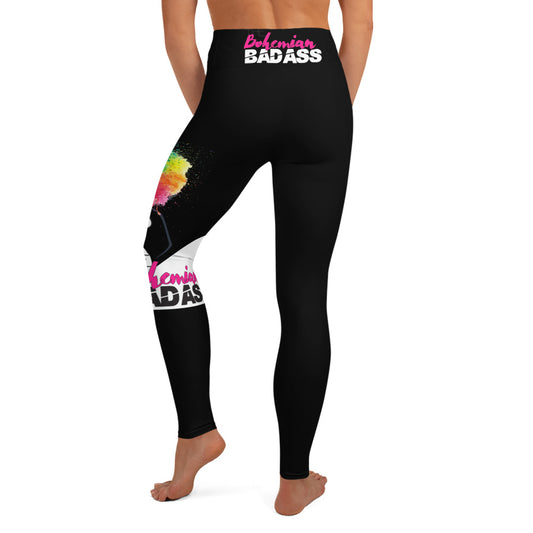 B-Badass Yoga Leggings (Black Ankle & White Logo)