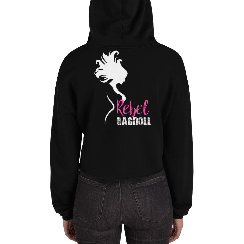 Rebel Ragdoll ICON Crop Hoodie (Pink & White)